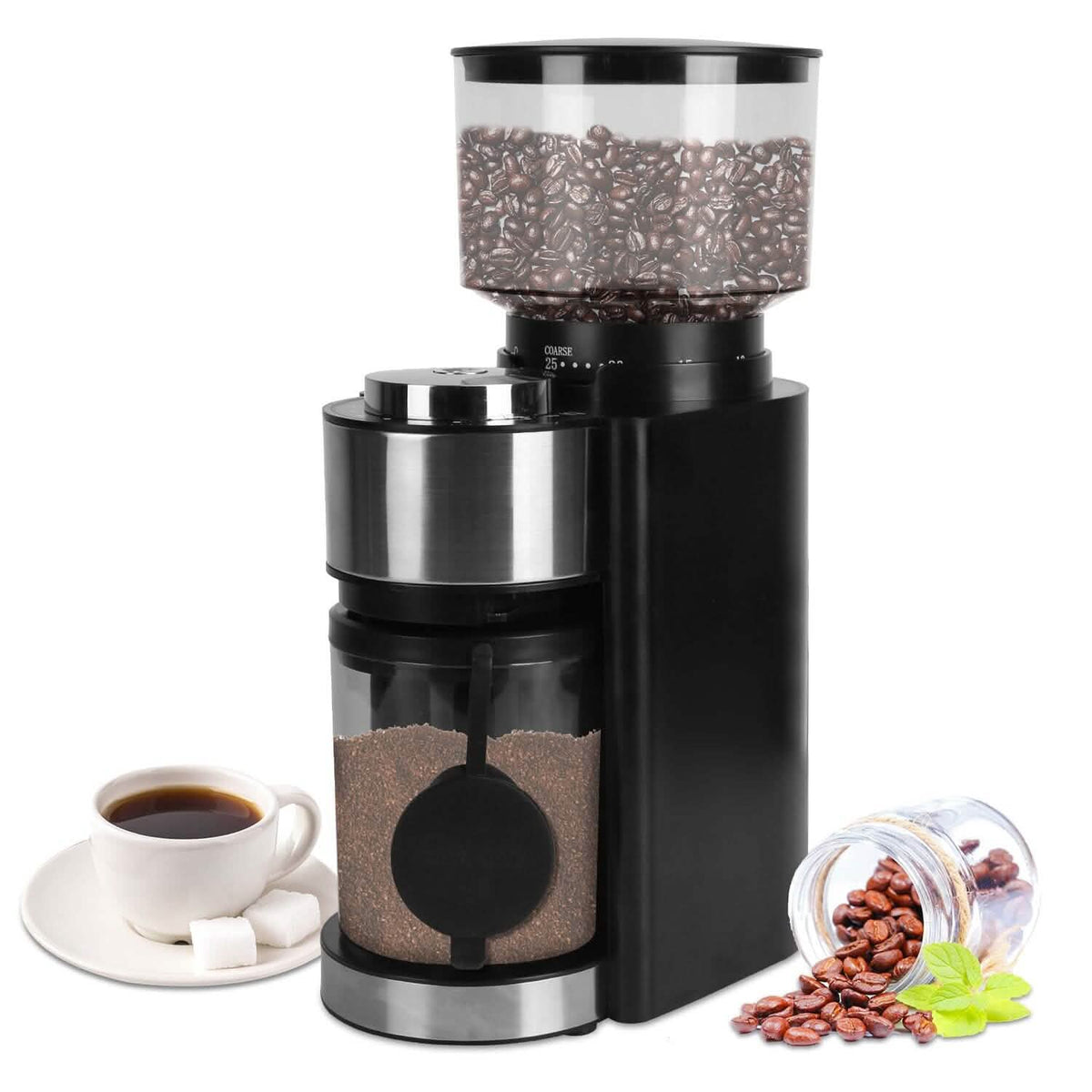 Conical Bur Coffee Bean Electric Grinder with 25 Grind Settings - A-1 Thread Vault