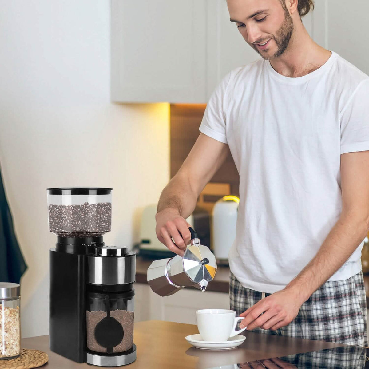 Conical Bur Coffee Bean Electric Grinder with 25 Grind Settings - A-1 Thread Vault