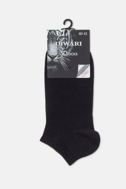A single black ankle sock with its retail packaging attached, featuring a graphic of a tiger's face at the top.