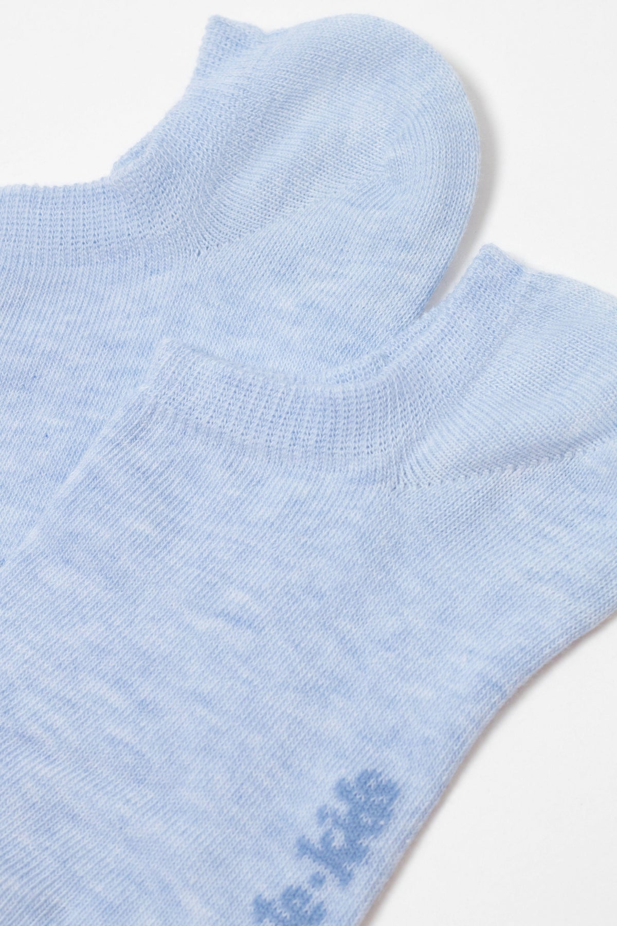 A pair of light blue ankle socks in a soft, heathered knit fabric.