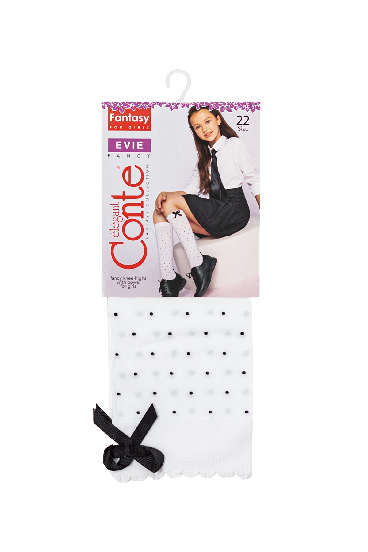Conte Knee-Highs for girls Evie 50 Den - Decorative Bow - A-1 Thread Vault