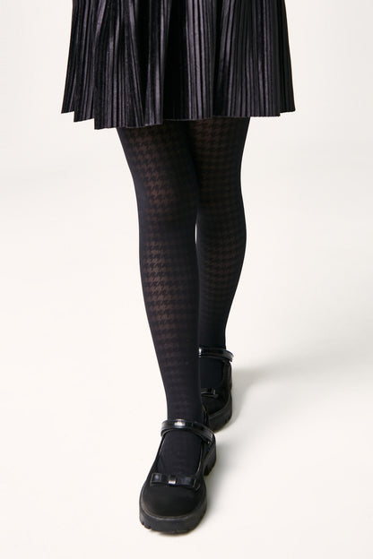 Conte Tights for girls Chanel 40 Den - Houndstooth Pattern - A-1 Thread Vault