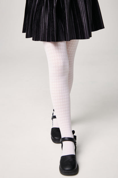 Conte Tights for girls Chanel 40 Den - Houndstooth Pattern - A-1 Thread Vault
