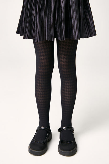 Conte Tights for girls Chanel 40 Den - Houndstooth Pattern - A-1 Thread Vault
