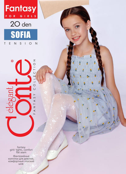 Conte Tights for girls Sofia 20 Den - Floral Pattern - A-1 Thread Vault