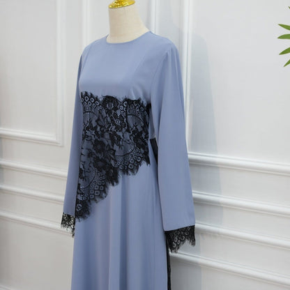 Contrast Lace Waist Panel Maxi Dress(MS409) - A-1 Thread Vault
