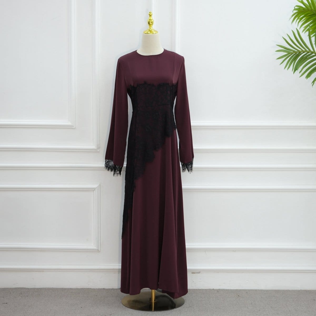 Contrast Lace Waist Panel Maxi Dress(MS409) - A-1 Thread Vault