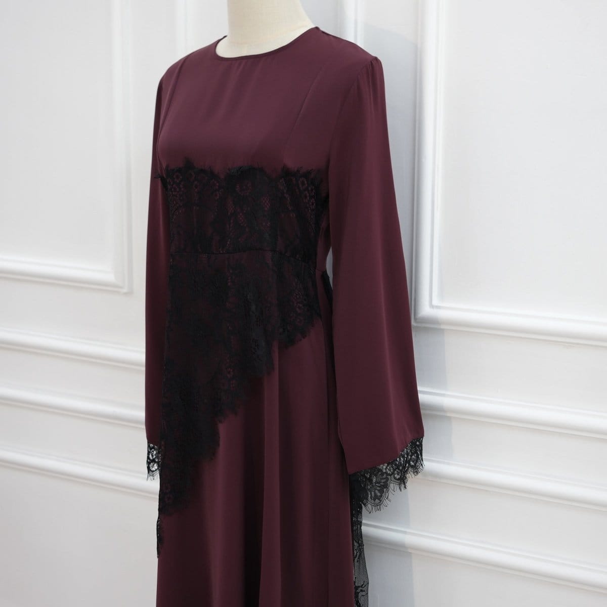 Contrast Lace Waist Panel Maxi Dress(MS409) - A-1 Thread Vault