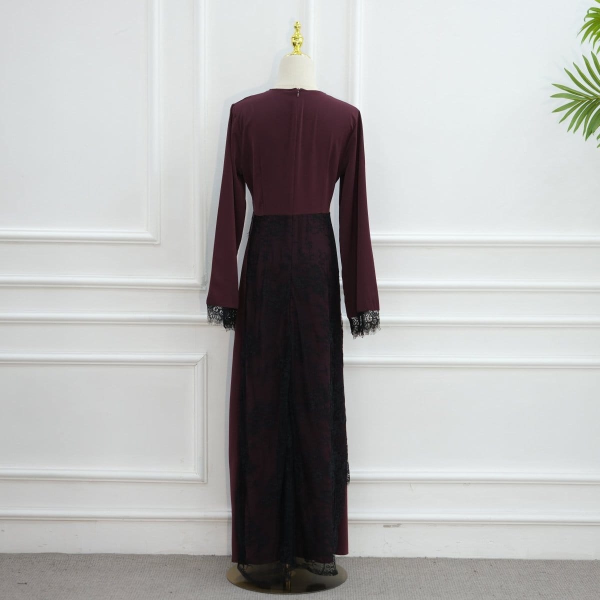 Contrast Lace Waist Panel Maxi Dress(MS409) - A-1 Thread Vault