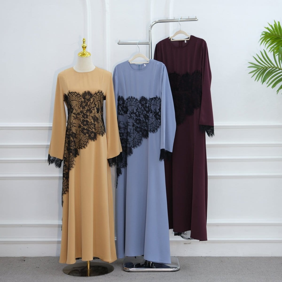 Contrast Lace Waist Panel Maxi Dress(MS409) - A-1 Thread Vault