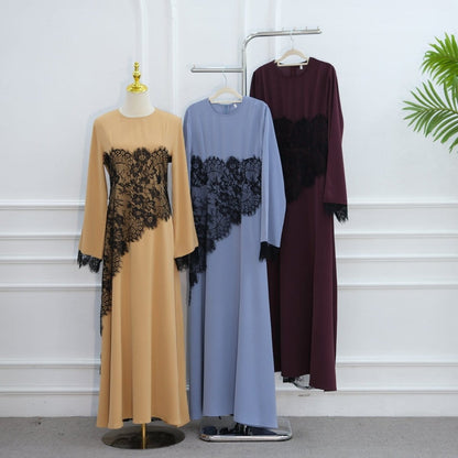 Contrast Lace Waist Panel Maxi Dress(MS409) - A-1 Thread Vault