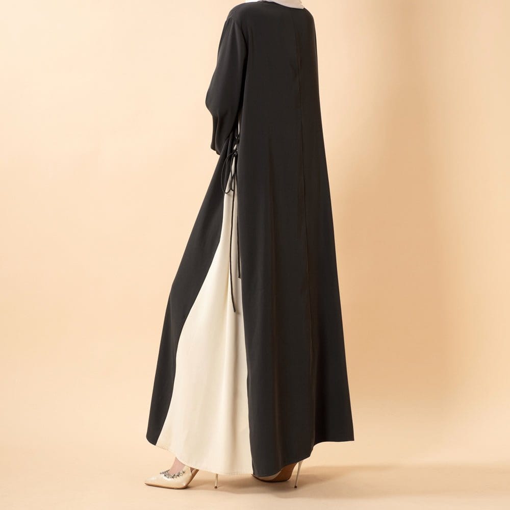 Contrast Panel Abaya with Drawstring Detail & Balloon Sleeves(MA421) - A-1 Thread Vault