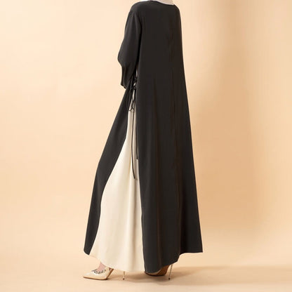 Contrast Panel Abaya with Drawstring Detail & Balloon Sleeves(MA421) - A-1 Thread Vault
