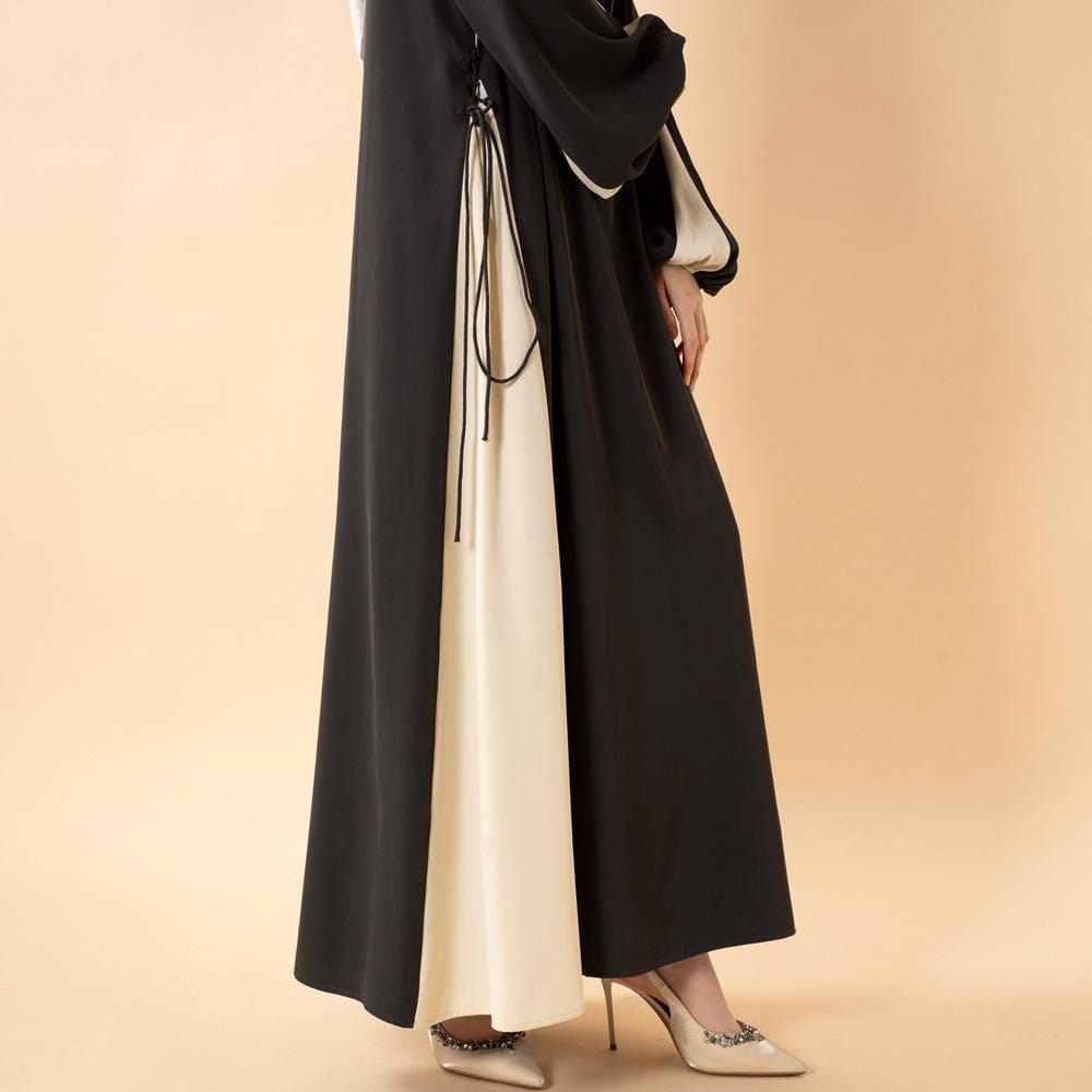 Contrast Panel Abaya with Drawstring Detail & Balloon Sleeves(MA421) - A-1 Thread Vault