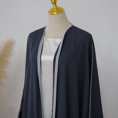 Contrast Piped Batwing Open Abaya(MOA325) - A-1 Thread Vault