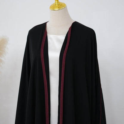 Contrast Piped Batwing Open Abaya(MOA325) - A-1 Thread Vault