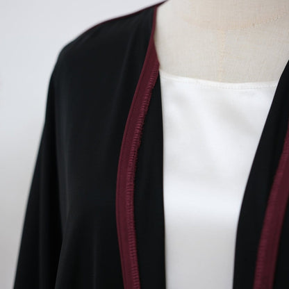 Contrast Piped Batwing Open Abaya(MOA325) - A-1 Thread Vault