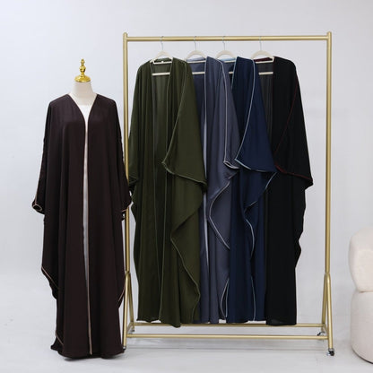 Contrast Piped Batwing Open Abaya(MOA325) - A-1 Thread Vault