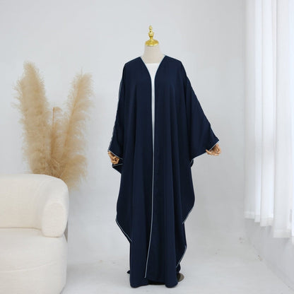 Contrast Piped Batwing Open Abaya(MOA325) - A-1 Thread Vault
