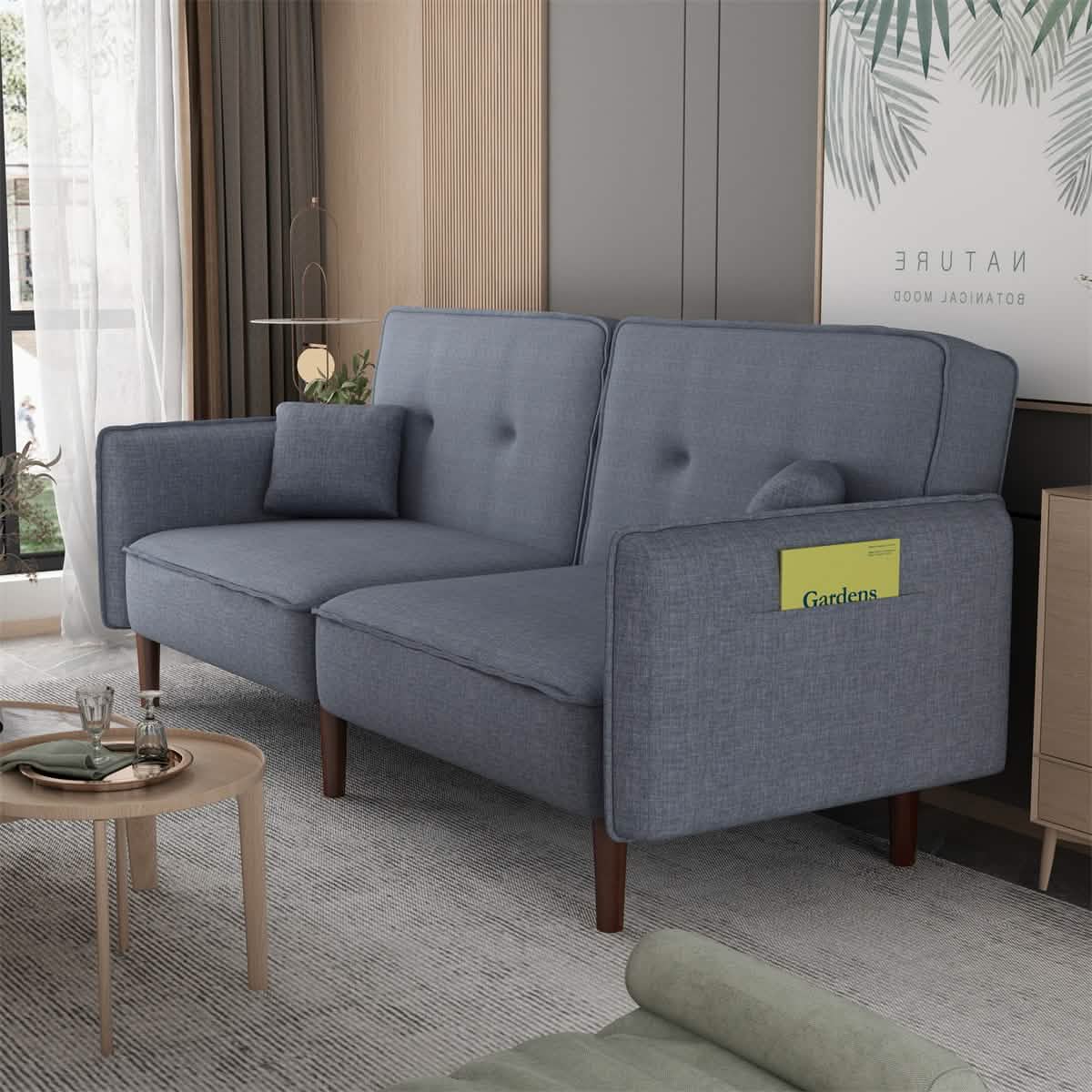 Convertible Futon Sofa Bed with 2 Pillows - A-1 Thread Vault