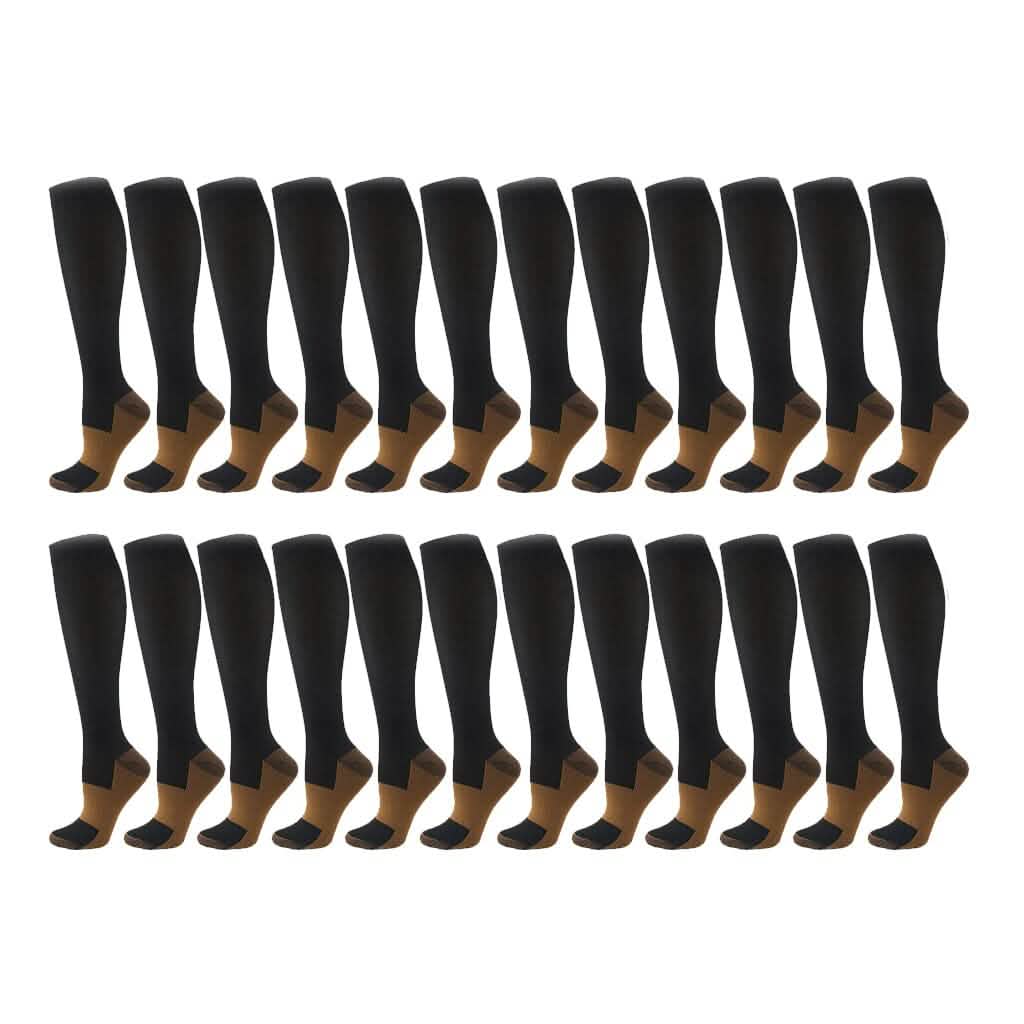 Copper Compression Socks 20-30mmHg Graduated Support L/XL for Men and Women - A-1 Thread Vault