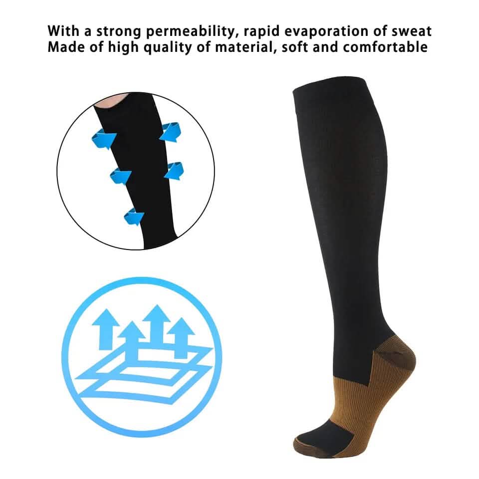 Copper Compression Socks 20-30mmHg Graduated Support L/XL for Men and Women - A-1 Thread Vault