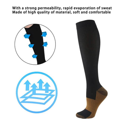 Copper Compression Socks 20-30mmHg Graduated Support L/XL for Men and Women - A-1 Thread Vault