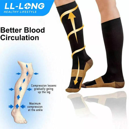 Copper Compression Socks 20-30mmHg Graduated Support L/XL for Men and Women - A-1 Thread Vault