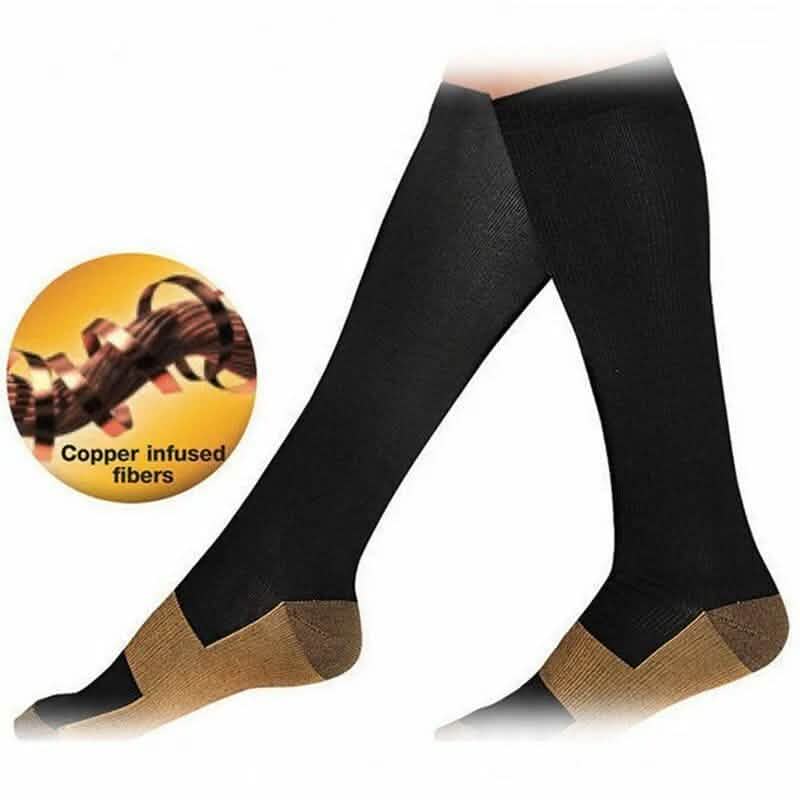 Copper Compression Socks 20-30mmHg Graduated Support L/XL for Men and Women - A-1 Thread Vault