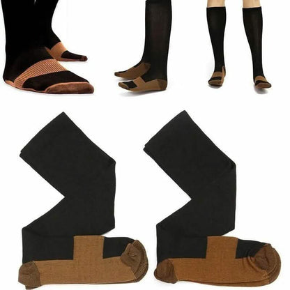 Copper Compression Socks 20-30mmHg Graduated Support L/XL for Men and Women - A-1 Thread Vault