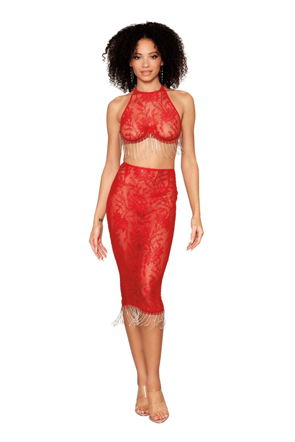 Corded Lace Bra and Slip Skirt Set - A-1 Thread Vault