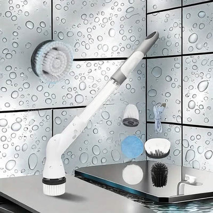 Cordless Electric Spin Scrubber with 6 Brush Heads and Adjustable Long Handle - A-1 Thread Vault