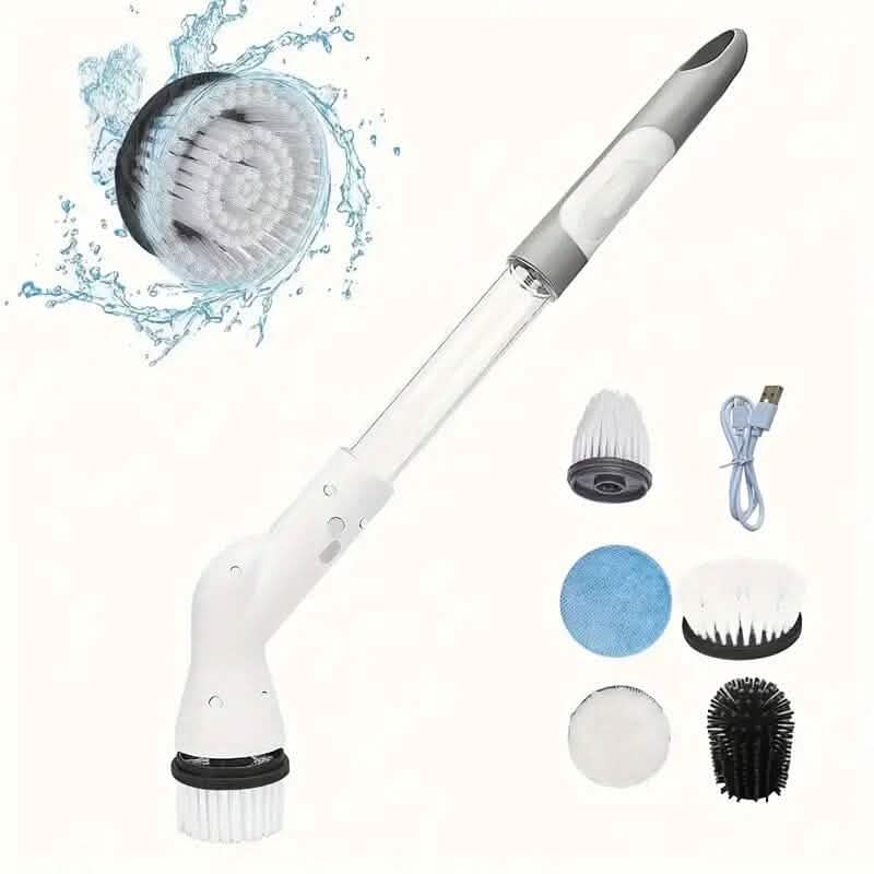 Cordless Electric Spin Scrubber with 6 Brush Heads and Adjustable Long Handle - A-1 Thread Vault