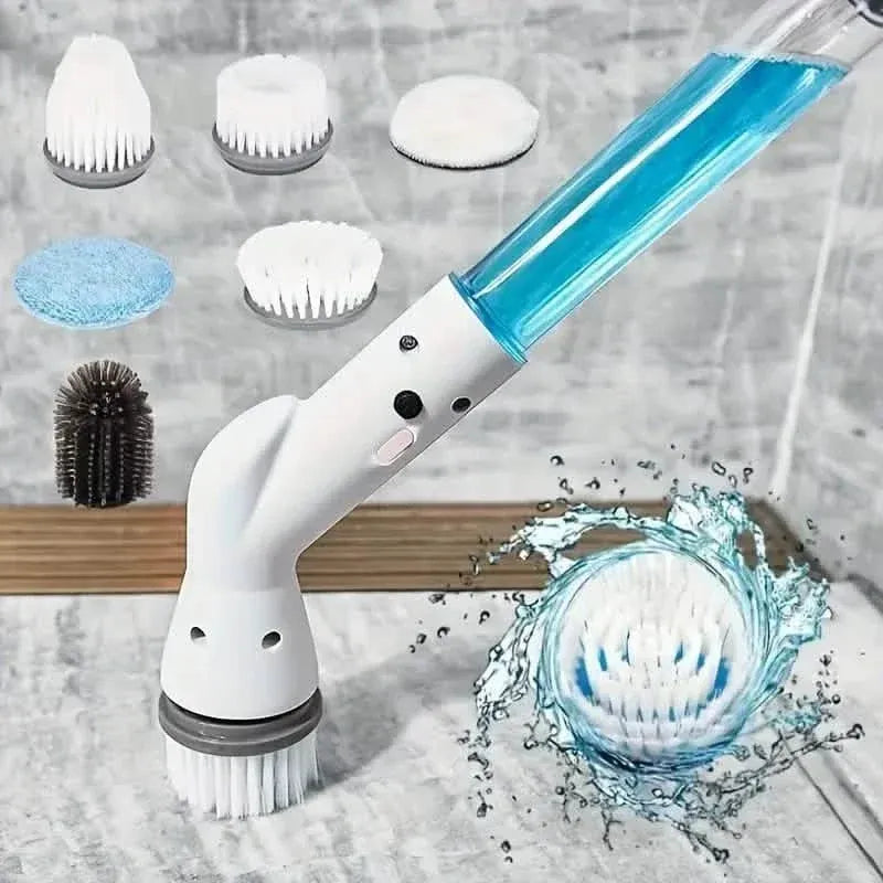 Cordless Electric Spin Scrubber with 6 Brush Heads and Adjustable Long Handle - A-1 Thread Vault