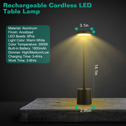 Cordless Portable Rechargeable Table Lamp - A-1 Thread Vault
