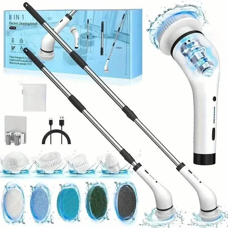 Cordless Power Spinning Cleaner Brush - 8 Replaceable Brush Heads - A-1 Thread Vault