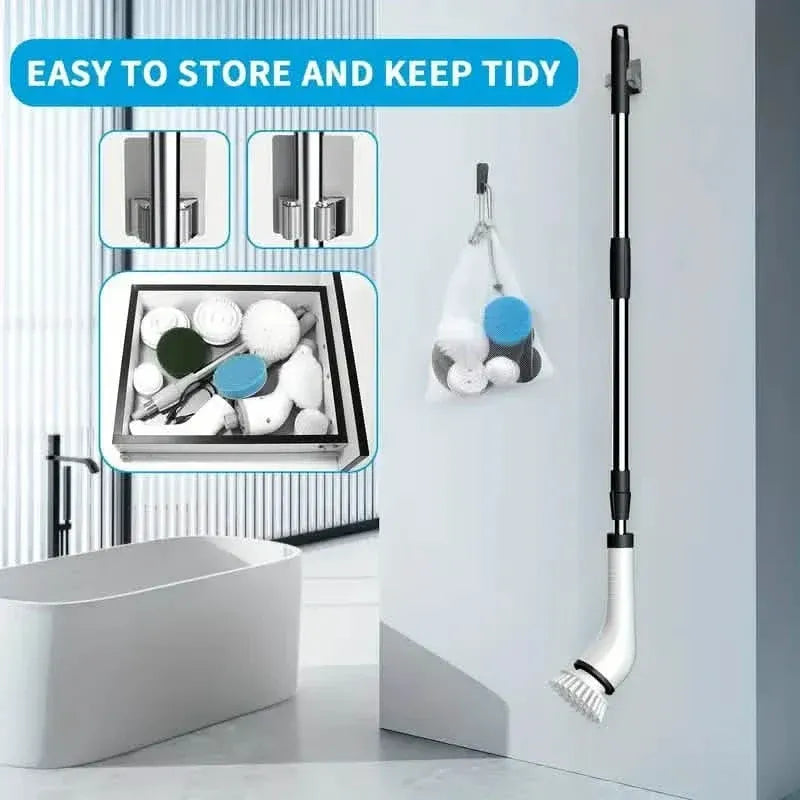 Cordless Power Spinning Cleaner Brush - 8 Replaceable Brush Heads - A-1 Thread Vault