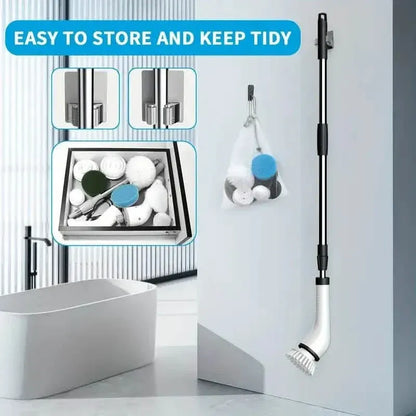 Cordless Power Spinning Cleaner Brush - 8 Replaceable Brush Heads - A-1 Thread Vault