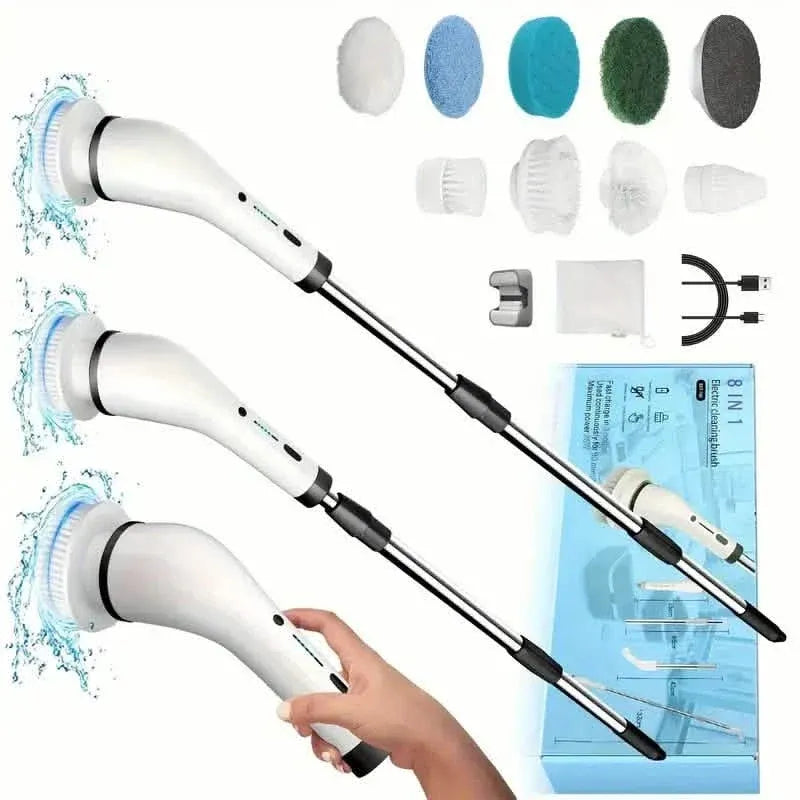 Cordless Power Spinning Cleaner Brush - 8 Replaceable Brush Heads - A-1 Thread Vault
