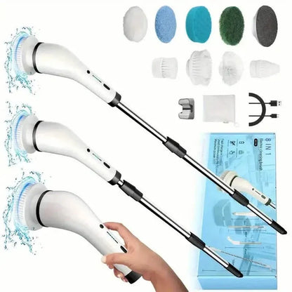 Cordless Power Spinning Cleaner Brush - 8 Replaceable Brush Heads - A-1 Thread Vault