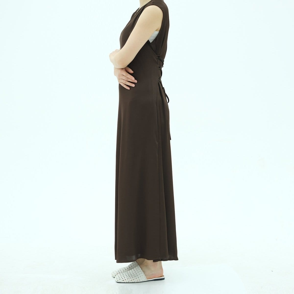 Corset-Back Lace-Up Sleeveless Maxi Dress(MS472) - A-1 Thread Vault