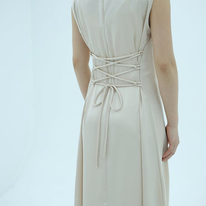 Corset-Back Lace-Up Sleeveless Maxi Dress(MS472) - A-1 Thread Vault