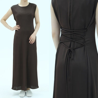Corset-Back Lace-Up Sleeveless Maxi Dress(MS472) - A-1 Thread Vault