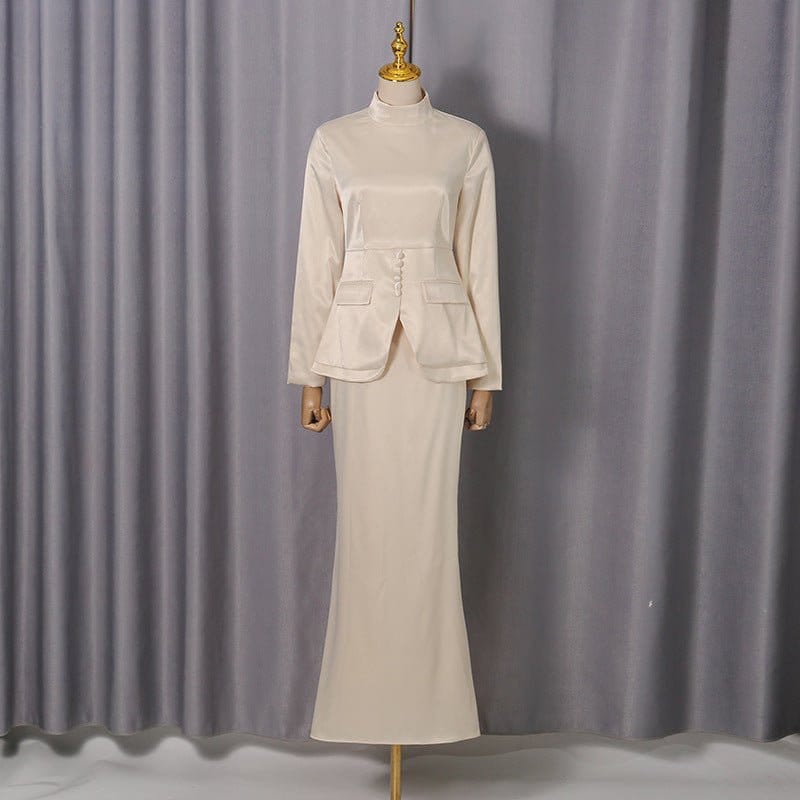 Corset Peplum Top & Maxi Skirt Set (MS396) - A-1 Thread Vault