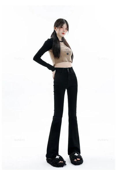 Cotton Denim Flared Pants