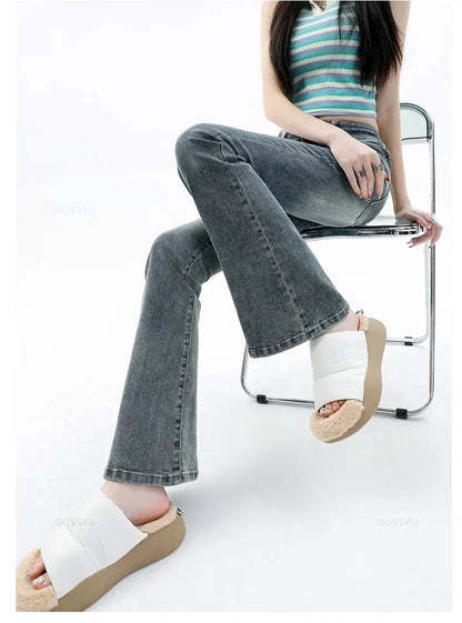 Cotton Denim Flared Pants