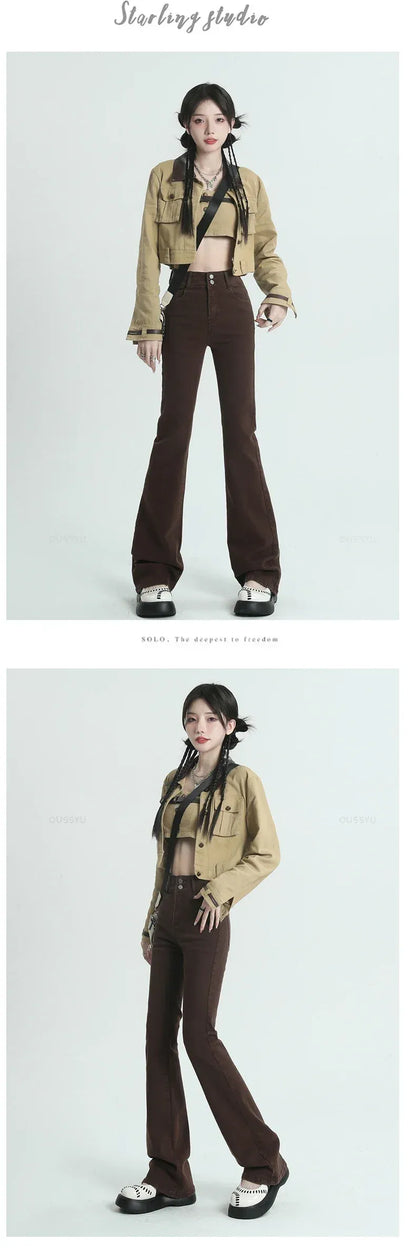 Cotton Denim Flared Pants