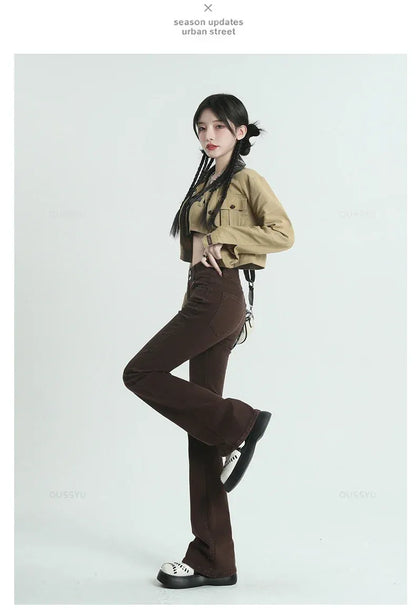 Cotton Denim Flared Pants
