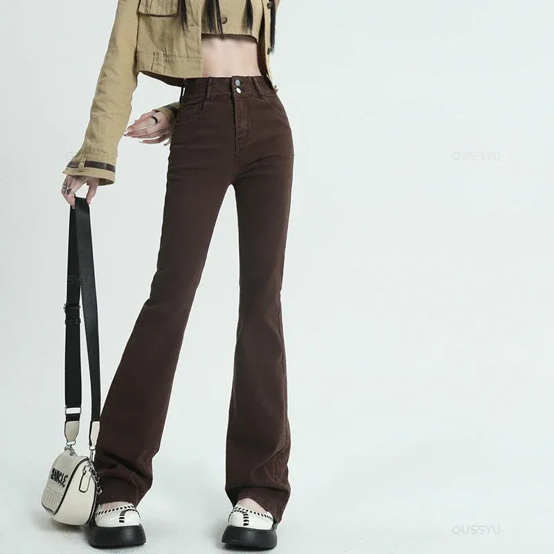 Cotton Denim Flared Pants