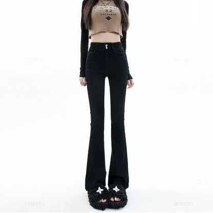 Cotton Denim Flared Pants